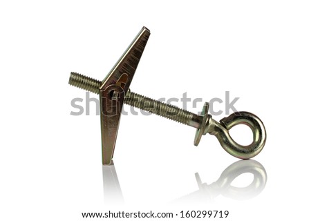 dowel metal spring from the ring on a white background