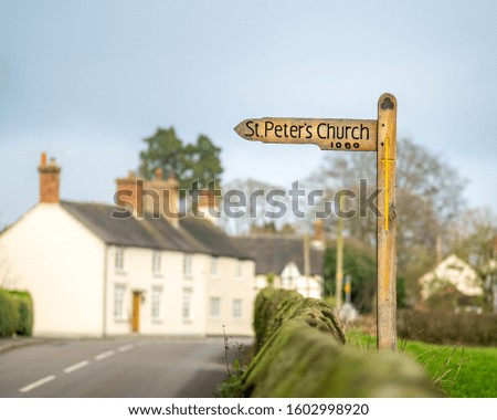 Signpost to village church in Edgmond, Shropshire