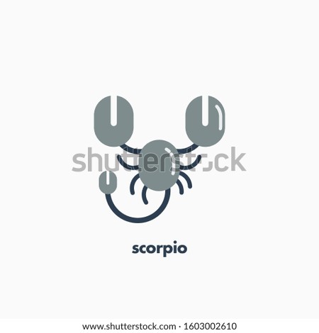 Scorpio zodiac sign, astrological, horoscope symbol. Flat icon. Vector illustration.