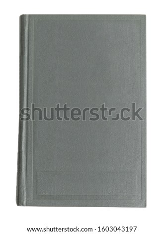 Old book with vintage light grey cover isolated on white, top view