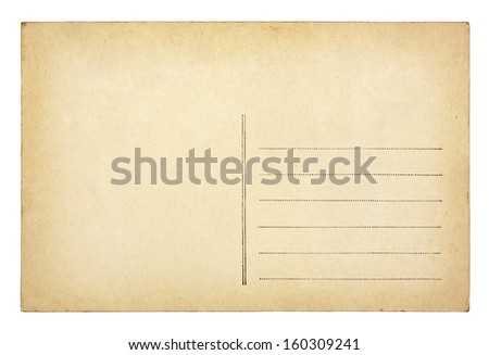Old vintage postcard isolated on white background Royalty-Free Stock Photo #160309241