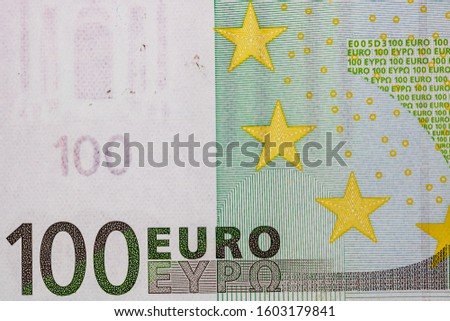 Detail of euro money on table. Macro shot, close up photo of euro. Business concept.