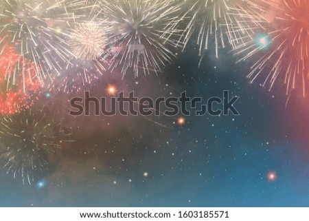 Fireworks at New Year and copy space