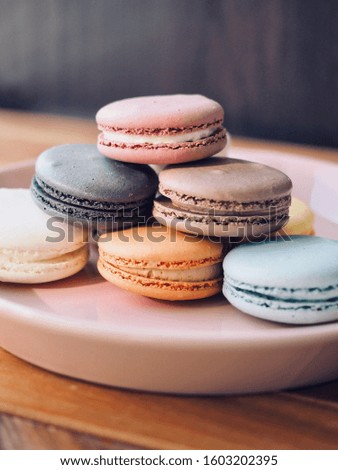 Colorful macaroons in different colors, Sweet food