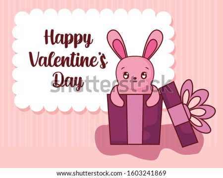 Rabbit cartoon with gift design of happy valentines day love passion romantic wedding decoration and marriage theme Vector illustration