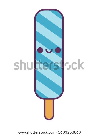 popsicle cartoon design, Kawaii expression cute character funny and emoticon theme Vector illustration