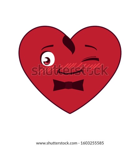 Male red heart cartoon design of love passion romantic valentines day wedding decoration and marriage theme Vector illustration