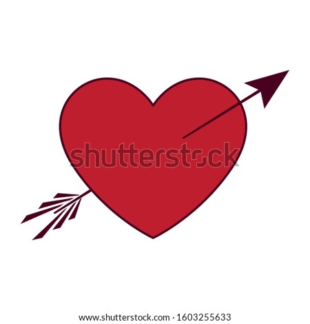 Red heart with arrow design of love passion romantic valentines day wedding decoration and marriage theme Vector illustration
