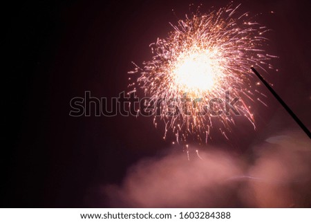 Various views of glittering fireworks