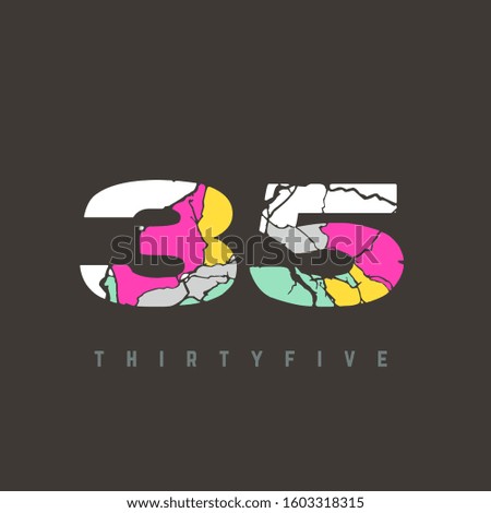 35 number logo multicolor letter design template
