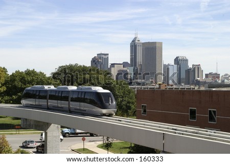 Indianapolis Skyline and Monorail Train