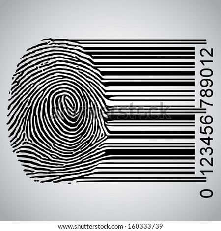 Fingerprint becoming barcode vector illustration