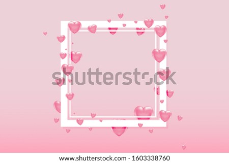 3d vector saint valentine s day white square frame with pink heart on pink background. Poster and invitation