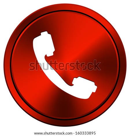 Metallic icon with white design on red  background