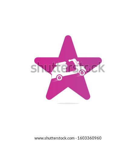 Scooter star shape concept logo. Scooter symbol. Retro scooter icon isolated. Vector illustration.	