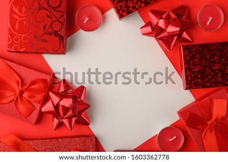 Greeting card with gifts until Valentine's Day. Love gift.