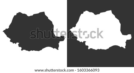 Romania Map With Black and White Vector