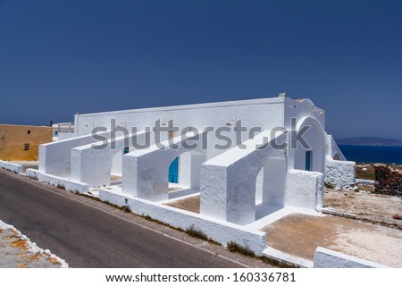 Oia village building details in Santorini, Greece 