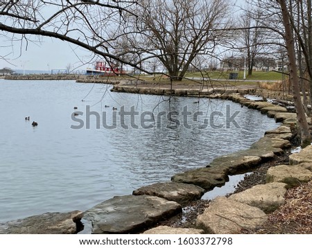 Scenic View of Bayfront Park of Lake Ontario in Hamilton, Ontario, Canada