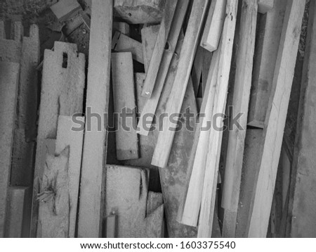 Background of old wood chips vintage texture, Black and white picture