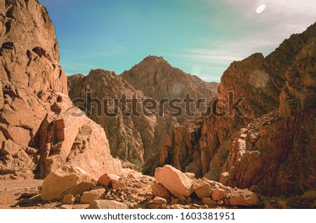 Mountains in the desert On the Red Sea Egypt Royalty-Free Stock Photo #1603381951