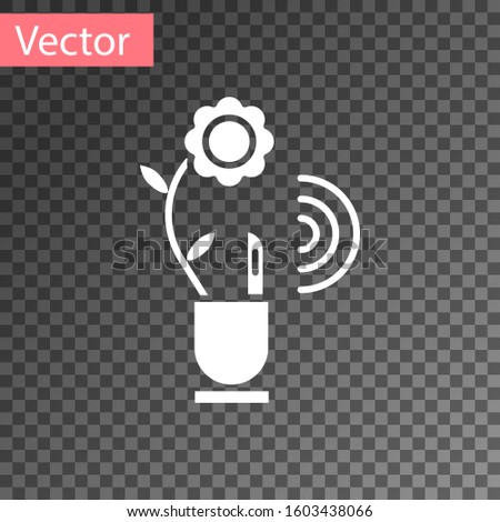 White Smart farming technology - farm automation system in app icon isolated on transparent background.  Vector Illustration
