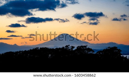 Mt.Fuji with sunset sky from Enoshima,Kanagawa