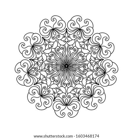 Mandala pattern. Decorative design element. Round ornament. Anti stress coloring book page for adults. Element for design.