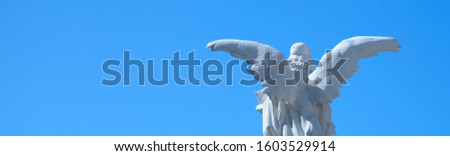 Guardian angel ancient statue as a symbol of strength, truth and faith.