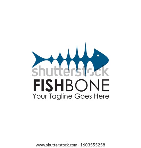 Restaurant logo design with using fish bone graphic icon illustration template