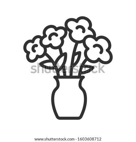 flowers in a vase, linear icon. Editable stroke