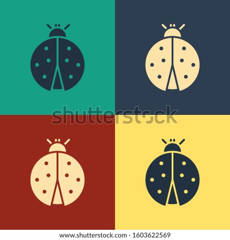 Color Ladybug icon isolated on color background. Vintage style drawing. 
