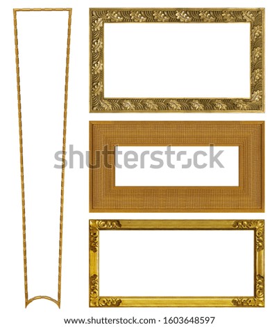 Set of panoramic frames for paintings, mirrors or photo isolated on white background