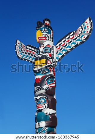 A Native American totem pole Royalty-Free Stock Photo #160367945