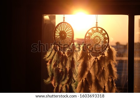 Dream catcher with the morning sunrise