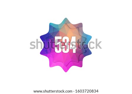 3D Number 534 with modern pattern isolated on white color background, 3d illustration.