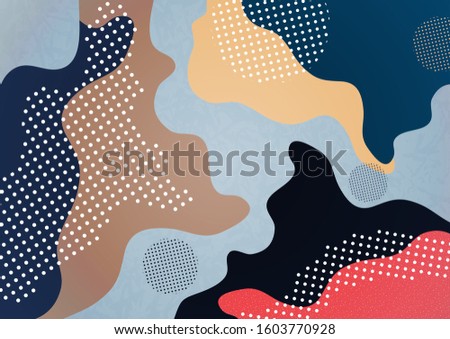 Modern abstract geometric composition with decorative waves, shapes and dots. Creative background for your design. Vector illustration