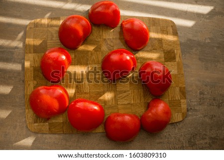 Red Tomato Slice Table Background Love Picture of Heart