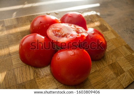 Red Tomato Slice Table Background Picture of Flower