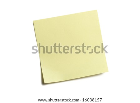 Yellow sticky note isolated on white Royalty-Free Stock Photo #16038157