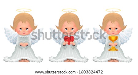 Cute baby angel clip art set on white background