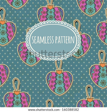 Christmas seamless pattern with invitations frame