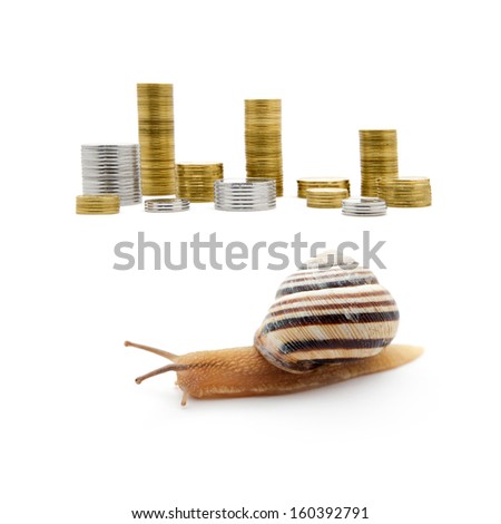 Concept: racing for the money, Snails and coins