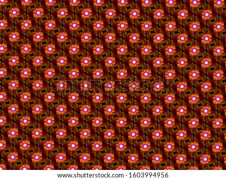 A hand drawing pattern made of white fuchsia and orange tones with black