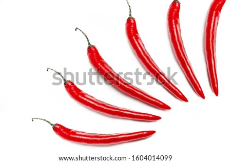 hot pepper on a white background, red pepper is very hot
