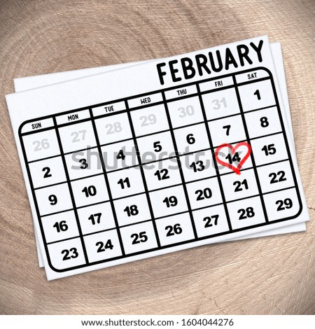 14 February calendar Valentine day