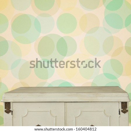 Vintage table on the background of dots patten