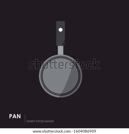 Frying pan icon. Funny image of kitchen utensils.