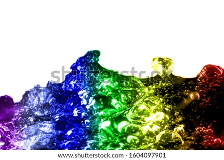abstract water bubble texture with colorful rainbow pattern on white background with copy space