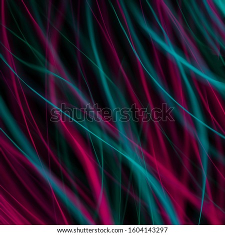 Blue and pink bright glowing lines on a black background. light in the dark. Abstract background